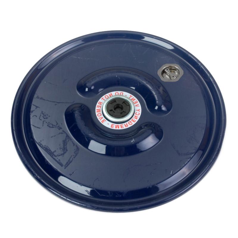 34701381 22 5/16in Carbon Steel Raised Bumpy Lid - 2in Rieke Vent - 2in Bung Fitting - EPDM Gasket (Painted Blue)